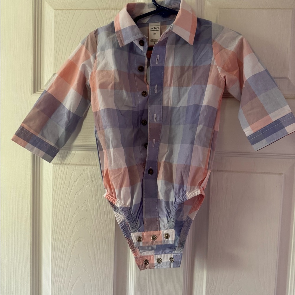 Shirt and Pants.Plaid Kids Shirt in Blue and Pink and khaki pants suit